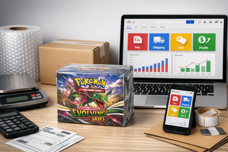 Taxas de Venda de Booster Box Pokémon no eBay e Mercari: guia prático para calcular sua margem