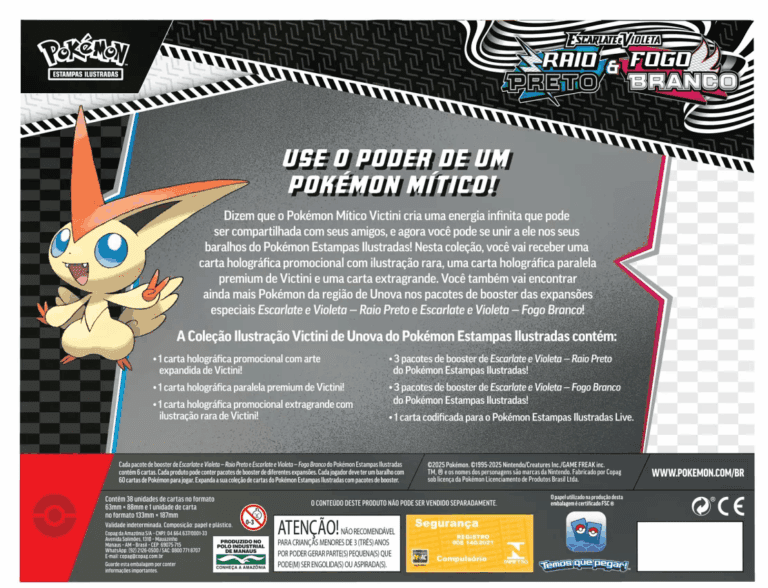 Box Pokémon EV10 5 Fogo Branco E Raio Preto Victini Verso