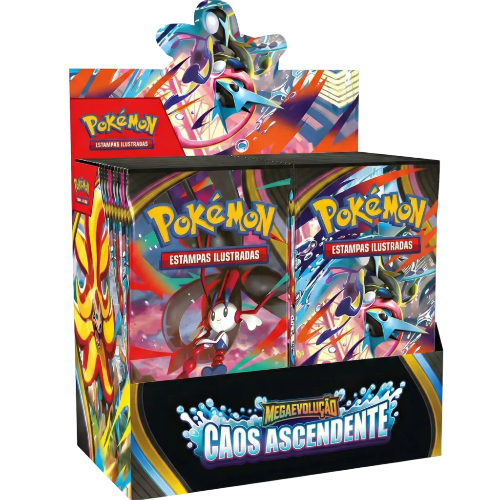 booster box display caos ascendente megaevolucao pokemon tcg