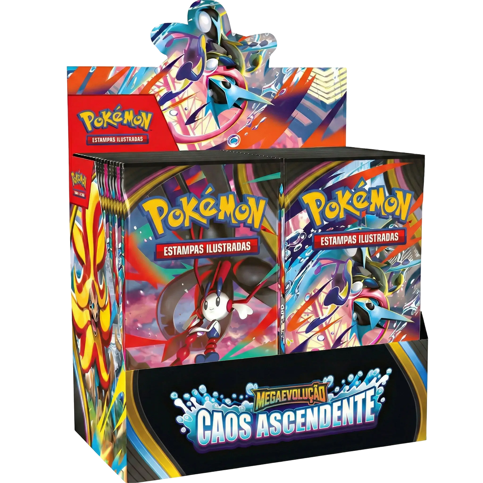 booster box display caos ascendente megaevolucao pokemon tcg