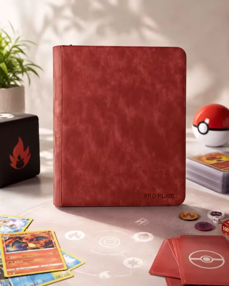 fichario top loader 3x3 pokemon tcg vermelho principal