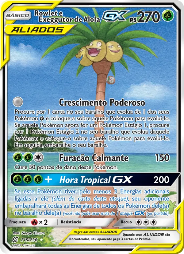 Rowlet e Exeggutor de Alola GX 215/236